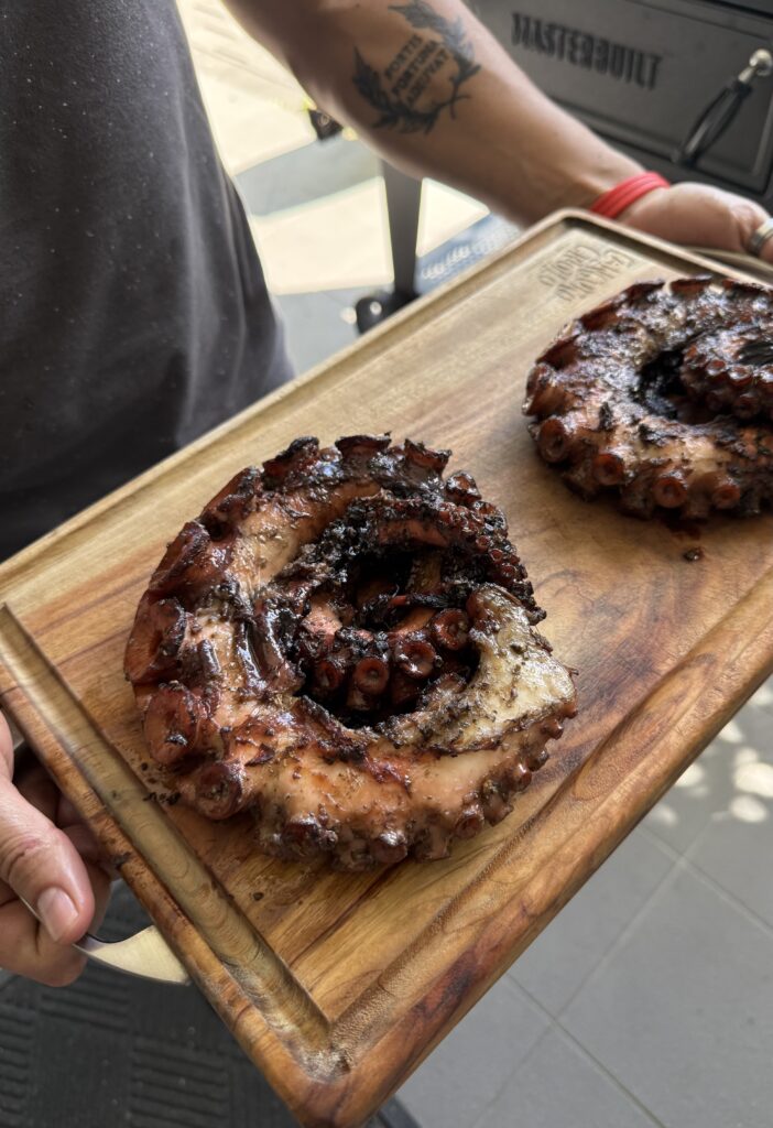 the finished grilled octopus tentacles