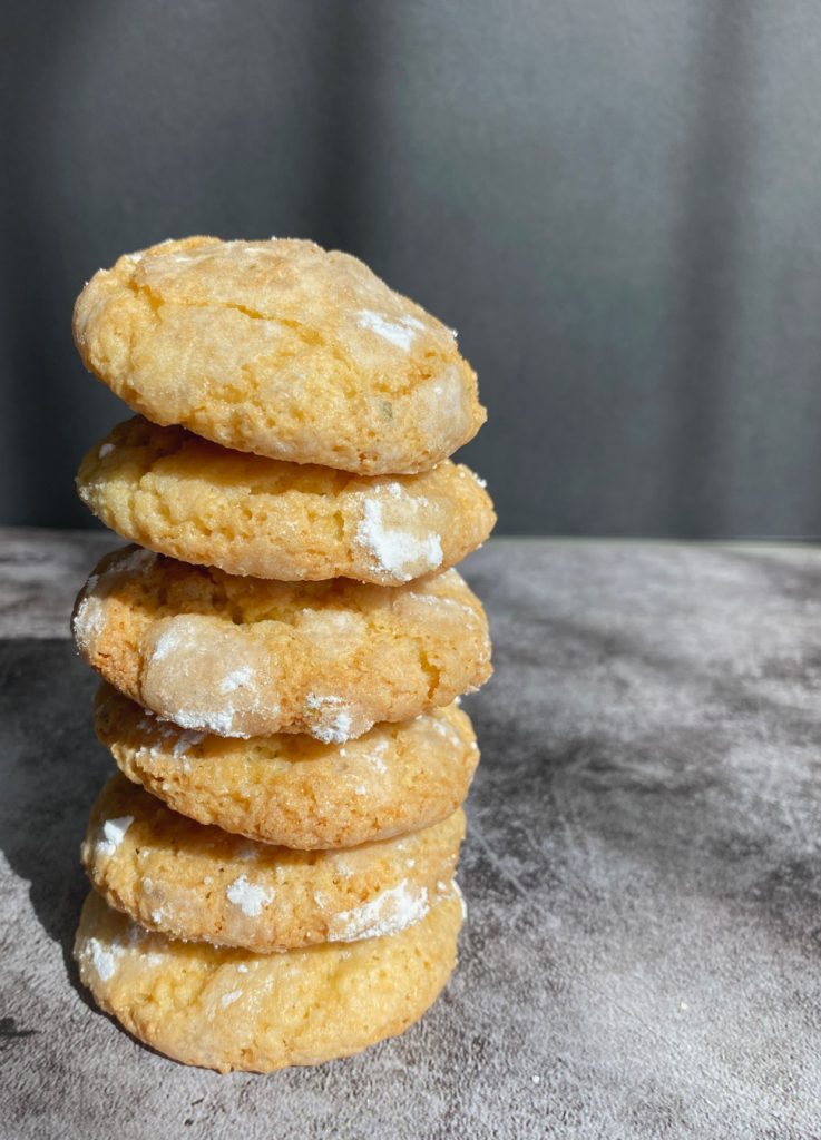 a tower of key lime crinkle cookies