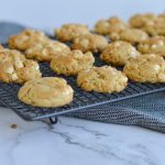 White Chocolate Chip with Macadamia Cookies in a rack