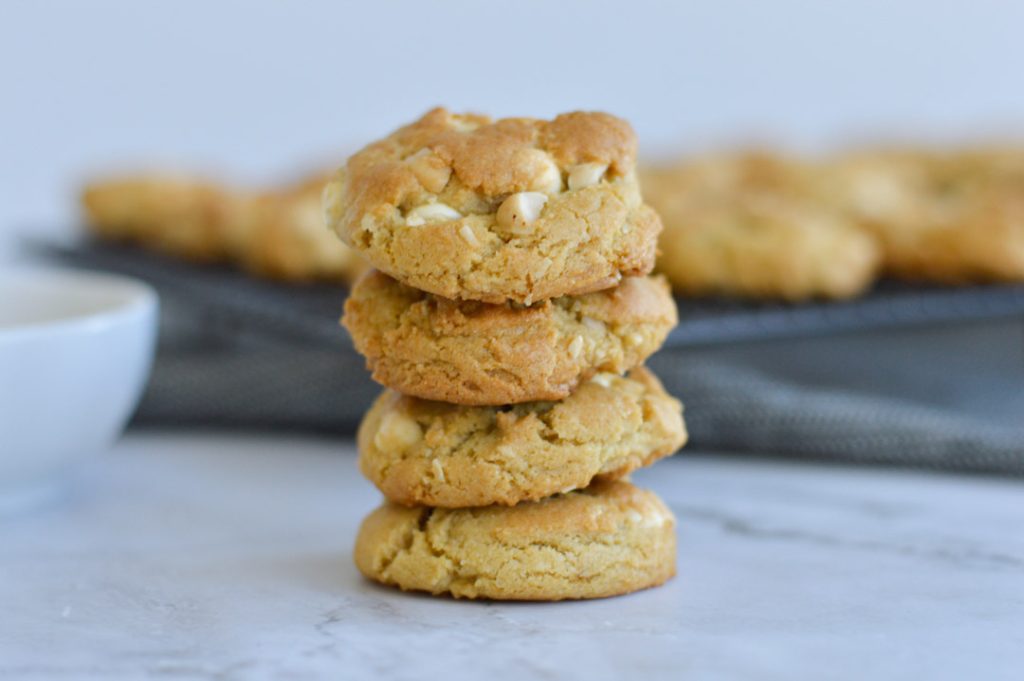 Close Up White Chocolate Chip and Macadamia Cookies