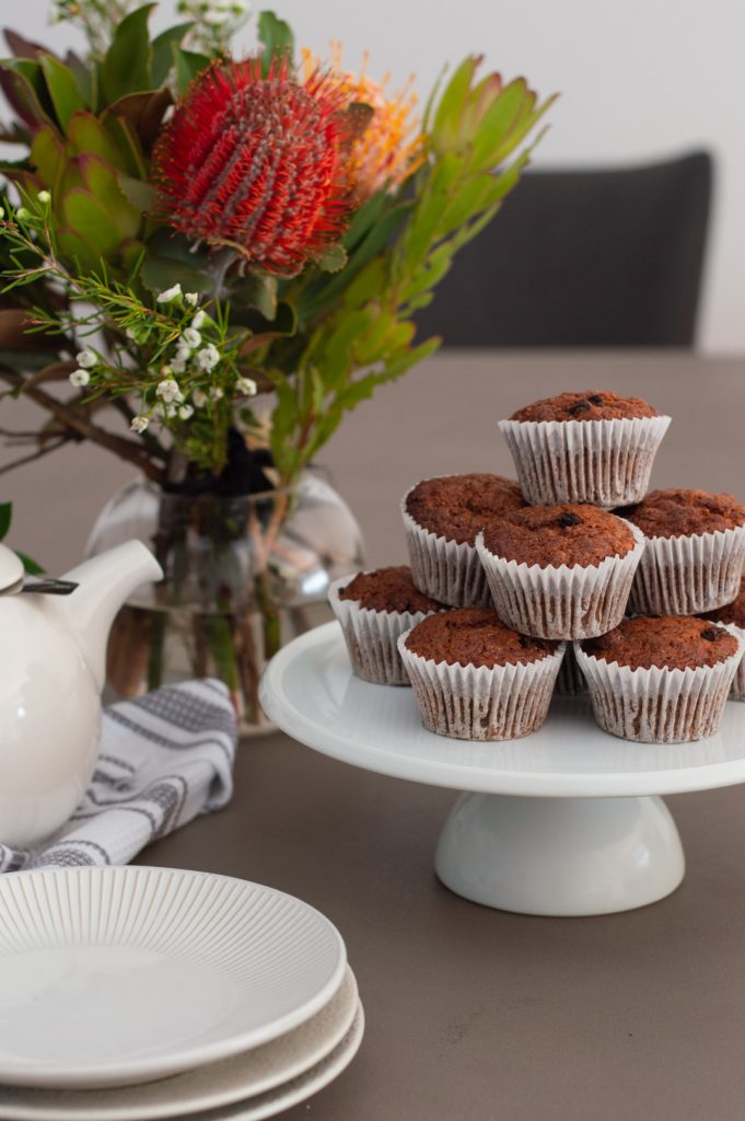 A tower of carrot cake muffin