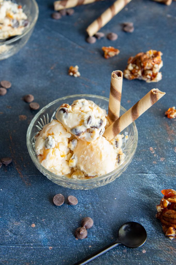 Pecan praline and chocolate ice cream