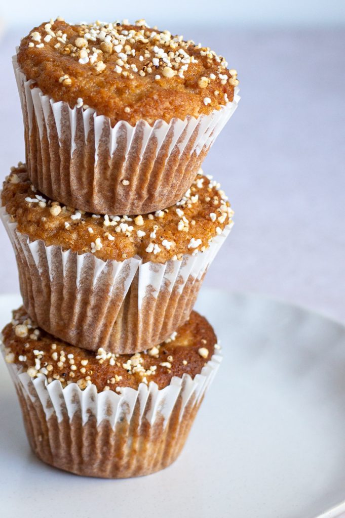 A tower of cashew butter and pear muffins