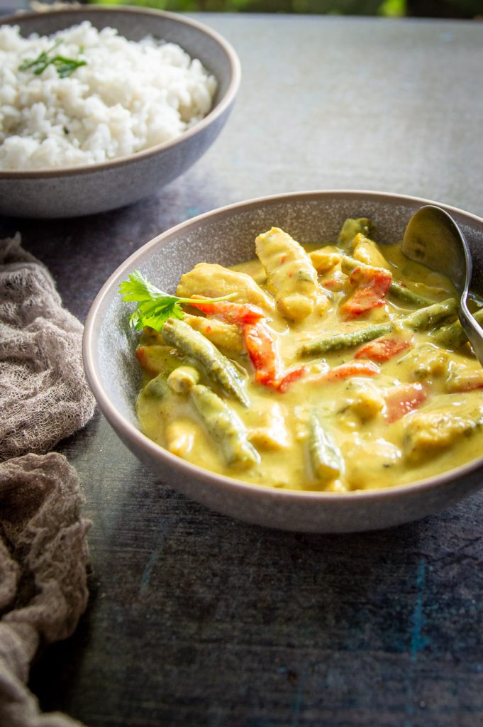 A dish with Thai Chicken Curry