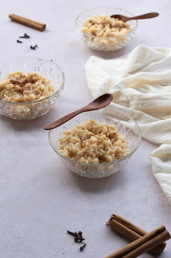 Three bowls of Peruvian Rice Pudding